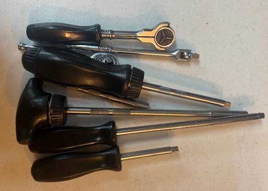 Snap-On 1/4" Drive Ratchets, Ratcheting Screwdriver, Screwdriver, Extensions, Breaker Bar