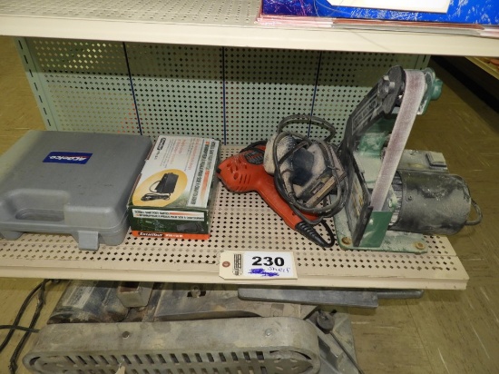 Shelf containing tools, more