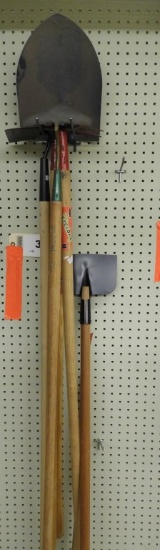 Garden tool pkg: shovel, hoe, scratcher & edger