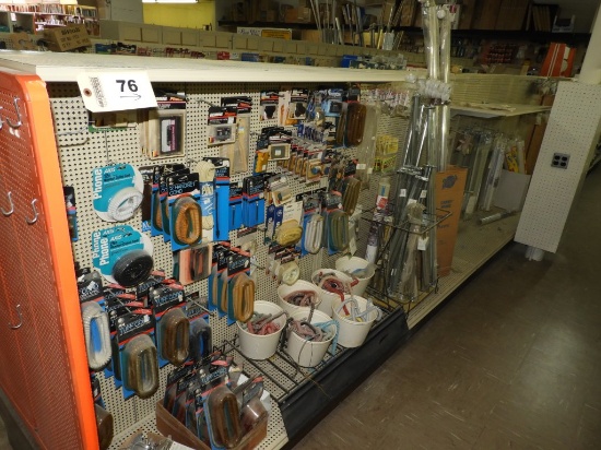Shelf of foam accessories, phone wire and plug-ins