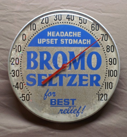 Bromo Seltzer Round Thermometer 12" Dia.