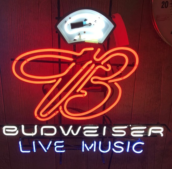 Budweiser Live Neon Lighted Sign 31"x28"