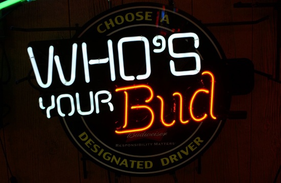 Who's Your Bud Neon multilayered sign   17" x 21"
