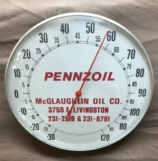 Pennzoil Round Thermometer 10" Dia.