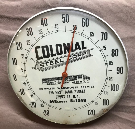 Colonial Steel Round Thermometer 10" Dia.