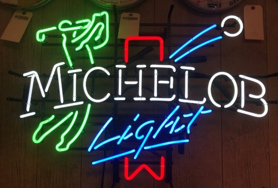 Michelob Light Golfer Neon     22" tall 32" wide