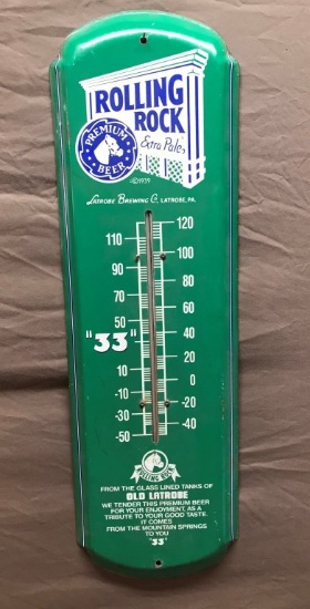 Rolling Rock Metal Thermometer 8"x27-1/4"