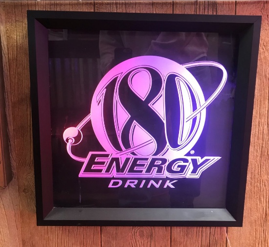 180 Energy Drink    Back lit from edge    20.5" sq