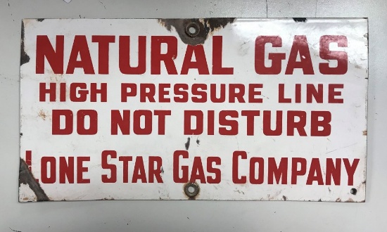 Lone Star Gas Company Porcelain Sign 8"x15"