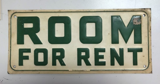 Room For Rent Embossed Tin Sign 7"x15"