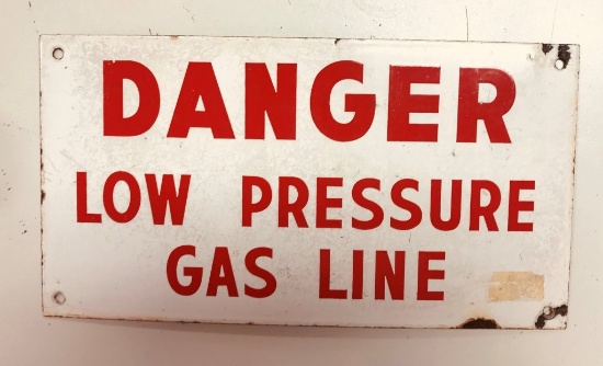 Danger Low Pressure Gas Line Porcelain Sign 8"x14"