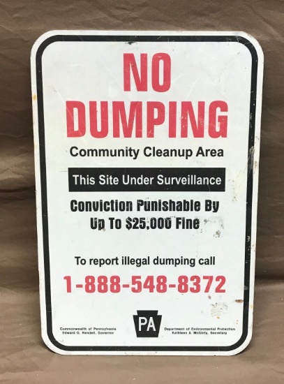 No Dumping Reflective Aluminum Metal Sign 12"x18"