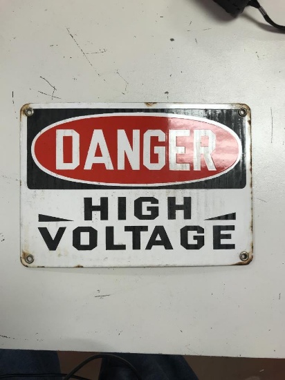 Danger High Voltage Porcelain Sign 7"x10"