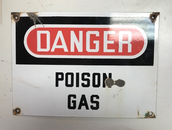 Danger Poison Gas Porcelain Sign 10"x14"