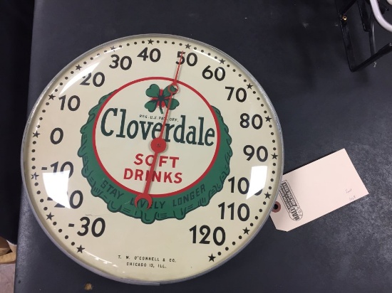 Cloverdale Soft Drinks thermometer, 12" dia