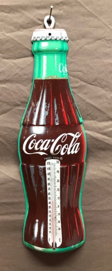 Coca-Cola Stamped Thermometer 5"x16-1/2"