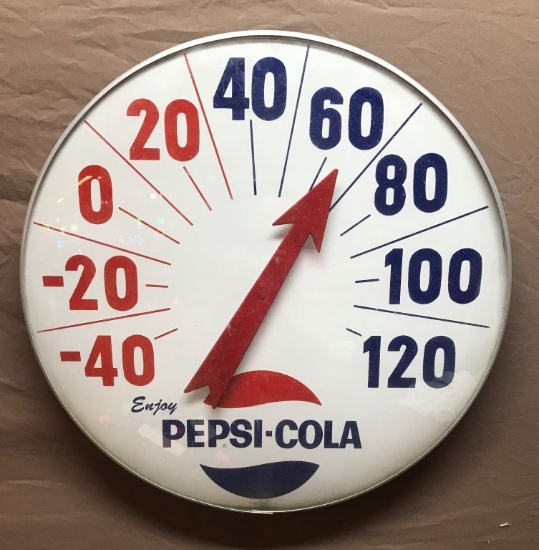 Pepsi-Cola Round Thermometer 18" Dia.