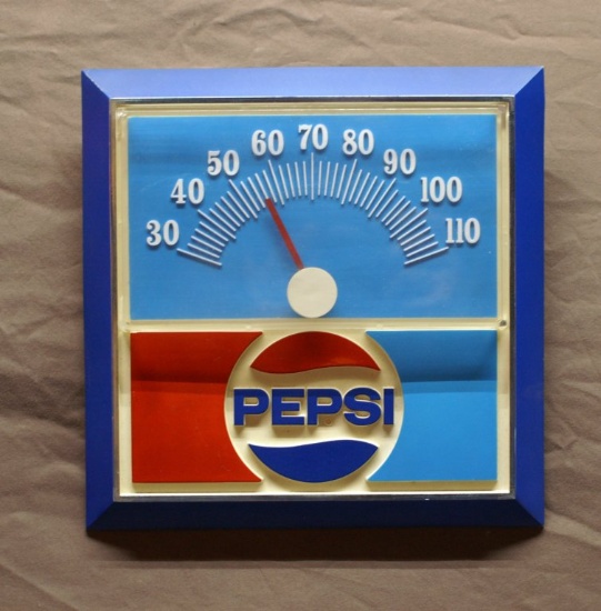 Pepsi Square Plastic Thermometer 9"x9"