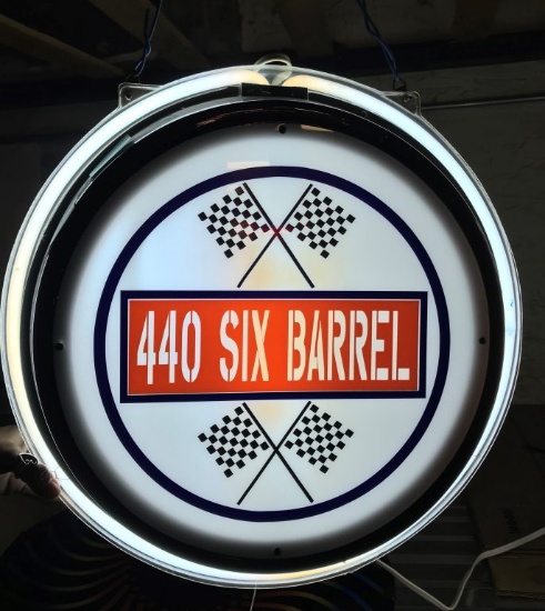 Mopar 440 Six Barrel Double sided Neon Lite Sign