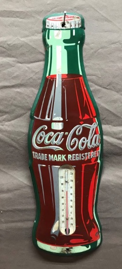Coca-Cola Bottle Tin Thermometer 5"x17"