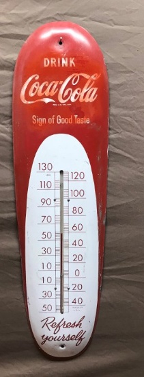 Coca-Cola Surf Board Metal Thermometer 8"x30"