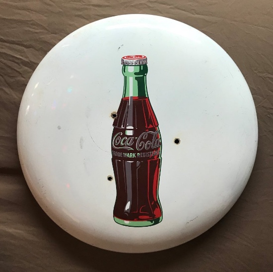 Coca-Cola Round Button Porcelain Sign 24" Dia.