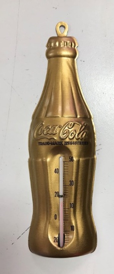 Coca-Cola Bottle Thermometer Molded Tin 7"x 2-1/4"