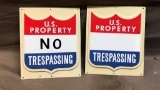 x 2 No Trespassing signs    Molded Plastic