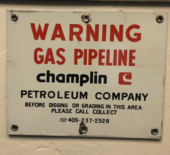 Champlin pipeline marker sign, SSP