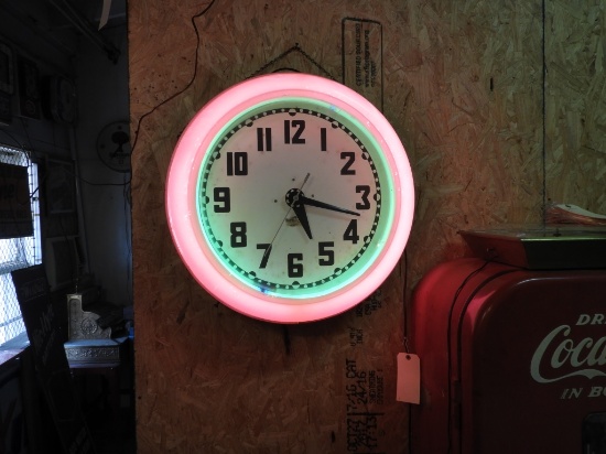 Cleveland 2 color clock, original, works, 26"