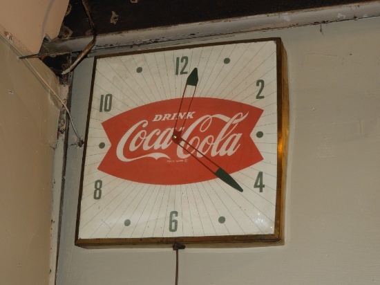 Drink Coca-Cola fishtail clock, 15"