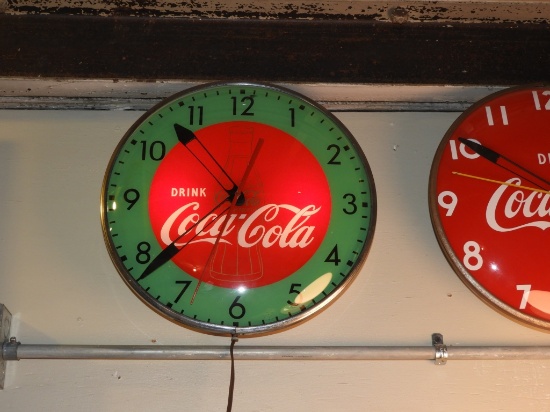Drink Coca-Cola pam clock w/ bottle, 15"
