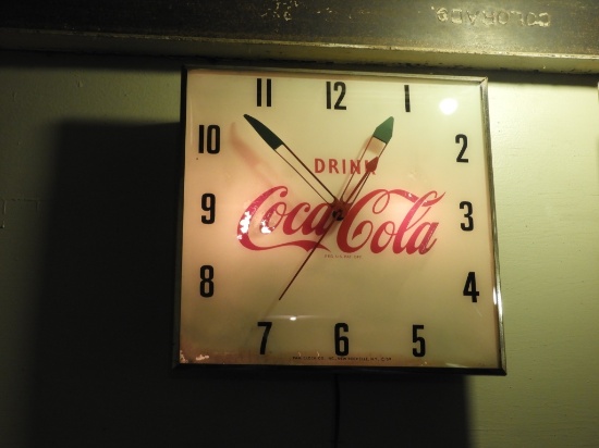 Drink Coca-Cola light up pam clock, 15"