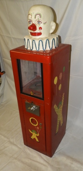 25 cent vending machine with clown topper, 13"X49"