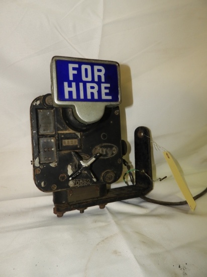 Argo taxi cab meter w/ For Hire sign, 10"X12"