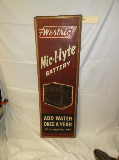 Westric "Nic-l-lyte" Battery sign, self-framing SS