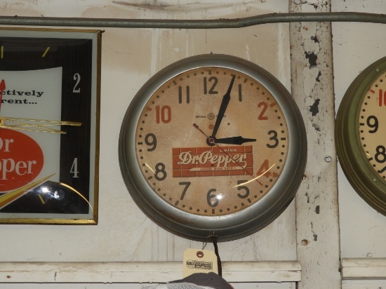 General Electric Dr. Pepper clock, metal case, 15"
