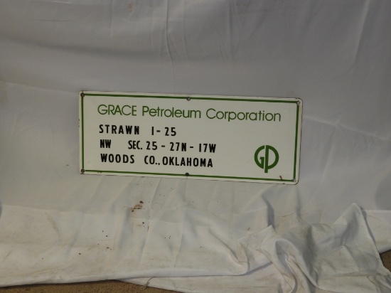 Grace Petroleum lease sign, SSP, 26"X10"