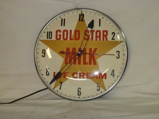 Gold Star Milk clock, 15"