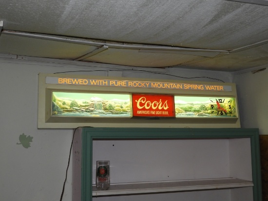 Coors light up sign w/ mountain scene, 52"X18"