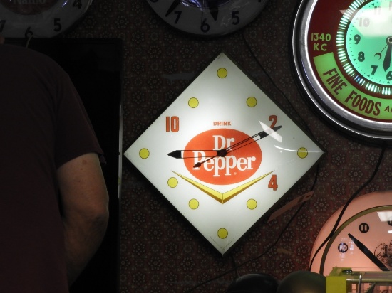 Dr. Pepper w/ chevron diamond clock, 22"X22"