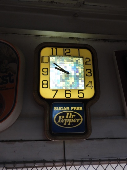 Dr. Pepper Sugar Free spinner clock, 13"X19"