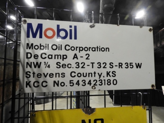 Mobil Oil lease sign, stevens Co. KS, SSP 12x24