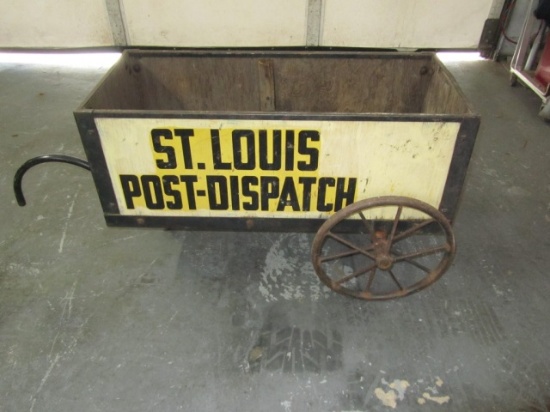 St Louis Post Dispatch Wagon Metal/Wood 34X13