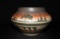 Indian pottery bowl by Lorisen Dien w/ etchings, 4