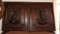 2 carved wooden door panel inserts w/ bird motif