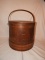 Large natural wood firkin w/ handle, 14