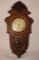 Geneva wall clock w/ oak case, time & chime