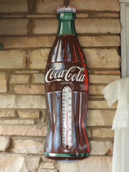 Die cut Coca-Cola decorator bottle thermometer