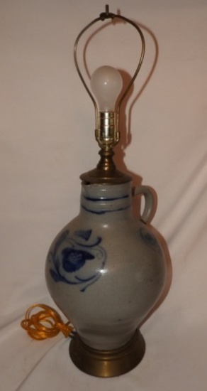 Crockery jug, hand designed, modified into lamp